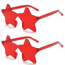 2PCS Star Shape Glasses, Funny Party Sunglasses Colorful Funky Eyewear Favors