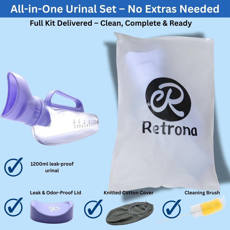 Retrona Female Portable Urinals - on Bed Women Pee Bottle