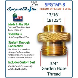 Spigotmaster SPGTM-8 ~Woodford Hose Bibb Adapter Replaces 34HF, 50HF & 55437 w/a Straight-Through Connector for Spigots, sillcocks & Wall/Yard Hydrant Models 24/26/Y2/etc