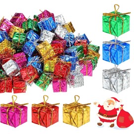 KIPTVO 24PCS Christmas Mini Gifts Box Ornaments, Christmas Tree Decor Hanging Gift Box Christmas Ornaments, Decoration Presents Suitable for Christmas Indoor Outdoor Hanging Decoration