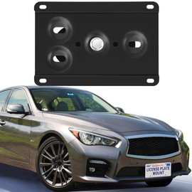 Steel Front License Plate Mount – No-Drill License Plate Bracket with Anti-Theft Screws Compatible with 2016-up Infiniti Q50,Install in Seconds