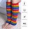 Pachamama Women 100% Wool Legwarmer Handknitted Rainbow Colours Stripe Multicoloured