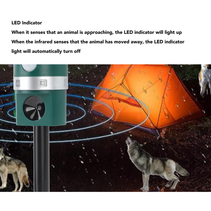 Ultrasonic Solar Animal Repeller Professional LED Solar Powered Bird Repeller