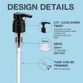 Universal Shampoo/Conditioner Dispenser Pump for Bottles, Leak Proof, Pump Top (Black - Pack of 4)