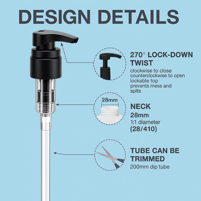 Universal Shampoo/Conditioner Dispenser Pump for Bottles, Leak Proof, Pump Top