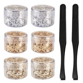 VIDSTW 6 Kasten Blattgold zum Basteln mit 2 Pinzette Goldfolie für Papier Holz Stoff Keramik Glas Gold Leaf In 3 Farben Glänzend für Dekorative Harzornamente Gemälde Nagelkunst Grußkarten