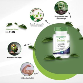 fairvital Glycine Capsules 500 mg, 120 Capsules, Swallow-Friendly, High Dose, Vegan, Amino Acid