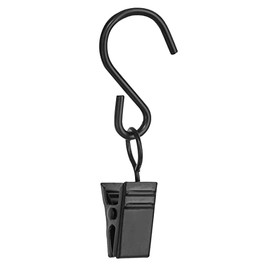 40 PCS Curtain Clips with S Hooks for Outdoor String Lights, This Stainless Steel S Hooks with Clips Also Work Clips, rv Awning Light Clips and Gutter Light Clips (Black)