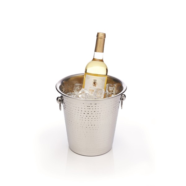 BarCraft Champagner-Eimer, Edelstahl-Weinkühler-Halter mit gehämmerter Oberfläche, 4 Liter Fassungsvermögen, 21