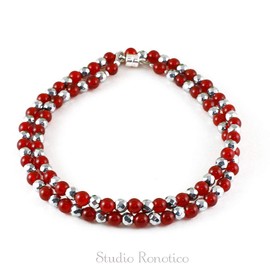 Ronotico jnk-30 Magnetic Necklace, Stylish, Unisex, Red Agate, Natural Stone, Silver925, Men's, Women's, Made in Japan, Gemstone