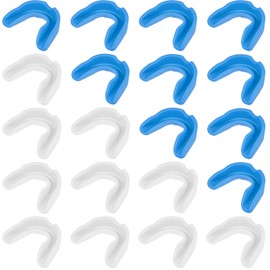 BBTO 20 Pcs Sports Mouth Guards Mouth Protection Athletic Mouth Guard for Adults Sports Supply（White, Blue）