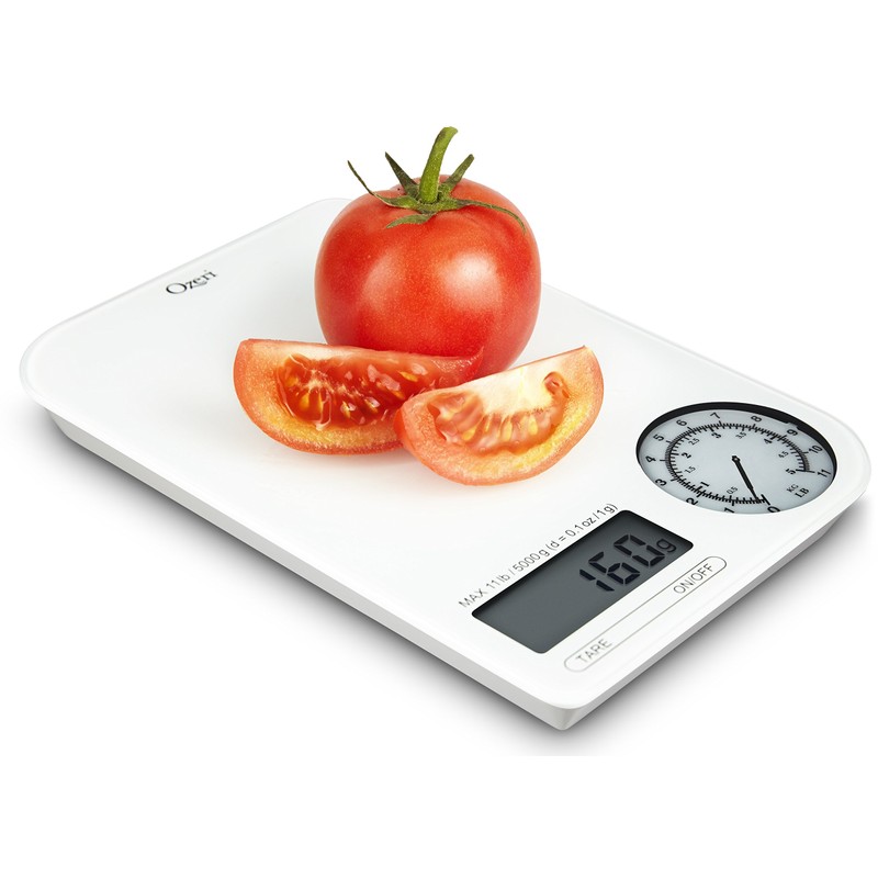 Ozeri Rev Digital Kitchen Scale with Electro-Mechanical Weight Dial, Gray