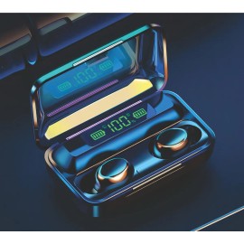 Audifonos In-ear Inalambricos Keluona F9-5 Bluetooth Tactil Cancelacion De Ruido Color Negro Con Luz Led