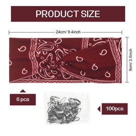 6 Pieces Wide Hair Band Scarfs, Elastic Soft Knotted Headband, Flower Head Wrap Bandanas, Wide Wavy Print Headscarf, Bohemian Style Cotton Headbands, Multicoloured Yoga Sport Hairband for Girls Women