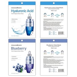 【Orangeroses】 100 Pcs Combo Pack, Premium Korean Essence Facial Mask Sheet (10 Types x 10 pcs)