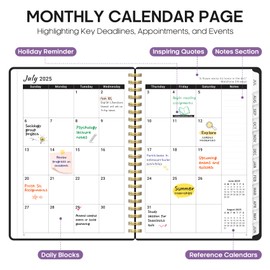 Planner 2025-2026, Academic Year Weekly and Monthly Calendar Planner, July 2025 - June 2026, Spiral Bound School Planning Tool, Perfect for Teacher, Student, Woman & Men - A4 (8.5" x 11"), Purple