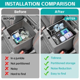 OUSUWO Center Console Organizer Tray Compatible with 2022-2025 Nissan Frontier S/SV/Pro-X/Pro-4X/SL Accessories, Armrest Storage Box for Nissan Frontier 2022 2023 2024 2025