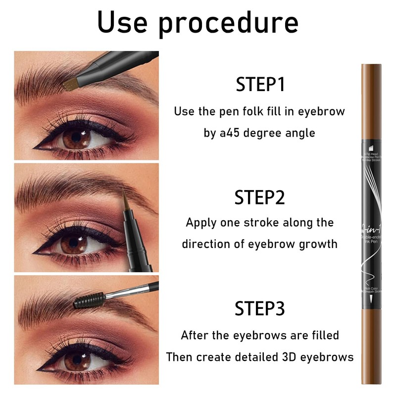 MisFun Eyebrow Pencil, 2-in-1 Dual-Ended Microblading Eyebrow Pencil, Smudge-proof Eyebrow