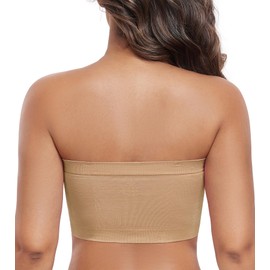 DotVol Women's Underwire Bralette Non Padded Bandeau Tube Top Multiway Bra(L, Beige)