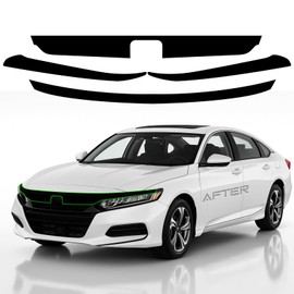 Front Bumper Chrome Delete Vinyl Wrap Overlay fit for 2018 2019 2020 Honda Accord Sedan Accessories with Blackout Film Gloss Black Kits