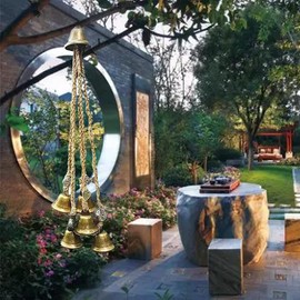 Witches Bells, Hanging Wind Chimes Witchcraft Supplies with 6 Bells, Wall Hanging Witchcraft Kit Decor for Porch, Window, Garden (65mm)