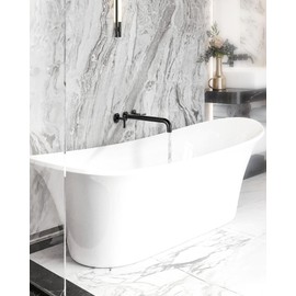 Wall Mount Tub Filler: WOWOW Oil Rubbed Bronze Bathtub Faucet Long Spout Reach, Bath Tub Filler Faucet 2 Handle Wall Mounted Bathtub Faucets with Brass Rough in Valve Included Wall Mounted Tub Faucet