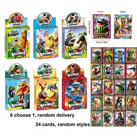 24 Italian Brain Red Trading Card Set, Blind Box, 6 Random Styles, 24 Random Flash Cards, No Duplication, Tralalero Tralala and Tung Tung Tung Sahur Trading Card Set for Children & Collectors