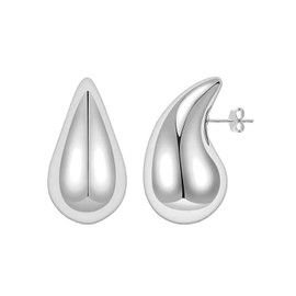 LeCalla 925 Sterling Silver Stud Earrings for Women | Hollow Water Drop Pear Shape Earrings | Small Drop Earring Dupes 14MM