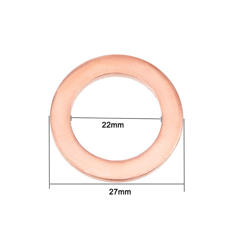 YXQ 22x27x1.5mm Copper Crush Washer Flat Ring Seal Gasket Fitting