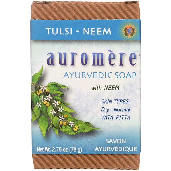 Auromere Ayurvedic Bar Soap, Tulsi Neem - Eco Friendly, Handmade, Vegan, Cruelty Free, Natural, Non GMO, 3 pack