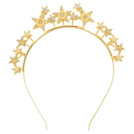 scicent Women's Dirndl Gold Headband Shiny Star Headband Thin Metal Hair Band for Wedding Hairstyle or Rhinestone Hair Band Girls Elegant Head Chain Hair Accessories - 33910