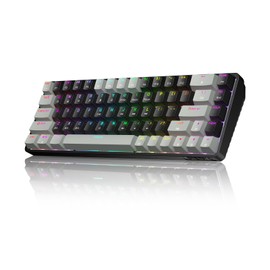 DIERYA DK68 60% Wireless Mechanical Gaming Keyboard, 3 Modes Bluetooth/2.4GHz/USB-C with Red Linear Switch, RGB Backlit, Anti-Ghosting, 68-Key Compact mini keyboard for Windows/macOS/Linux- Grey/Black