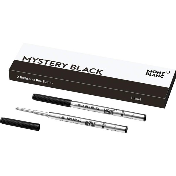 Montblanc Ballpoint Pen Refills (B) Mystery Black 116191 – Refill Ink with a Broad Tip for Montblanc Biros – 2 x Black Ballpen Refills
