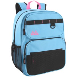 Summit Ridge Travel Backpack for Men and Women, Spacious Work Daypack with Water Bottle Pockets (Light Blue)