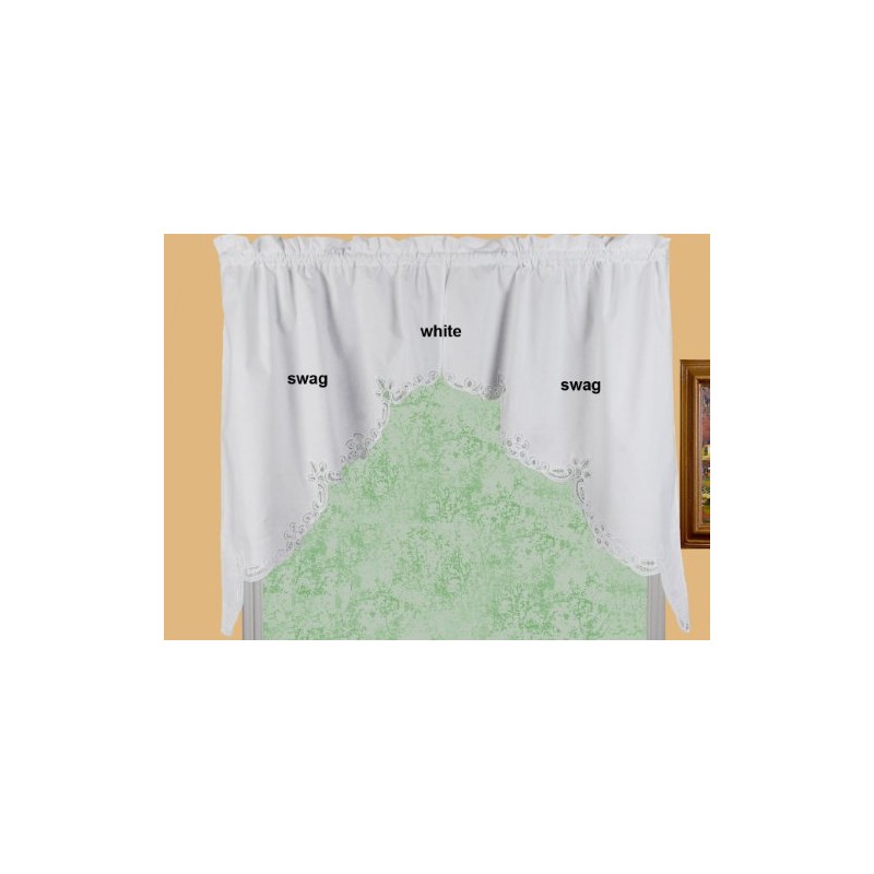 Creative Linens Battenburg Lace Kitchen Curtain 38" L Swags White