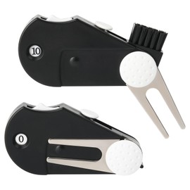 Cosmos 2 Pack Golf Multi-Tool Foldable 5 in 1 Golf Tool with Divot Tool, Stroke Score Counter, Ball Marker, Golf Club Brush and Groove Cleaner, Portable Golf Accessories Tool with Clip