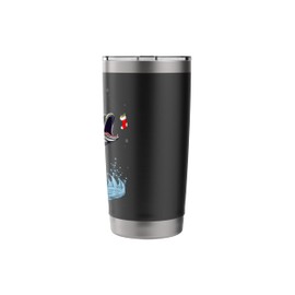 Fisherman Xmas Lights Santa Hat Bass Fish Fishing Christmas Stainless Steel Insulated Tumbler