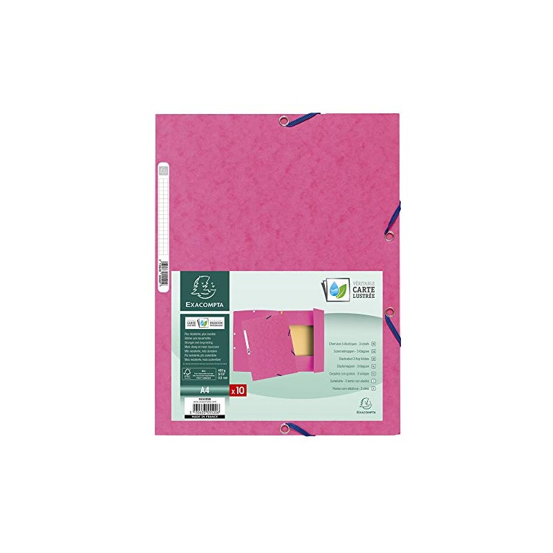Exacompta 55520E Folder (Manila Cardboard, with elastic strap and 3