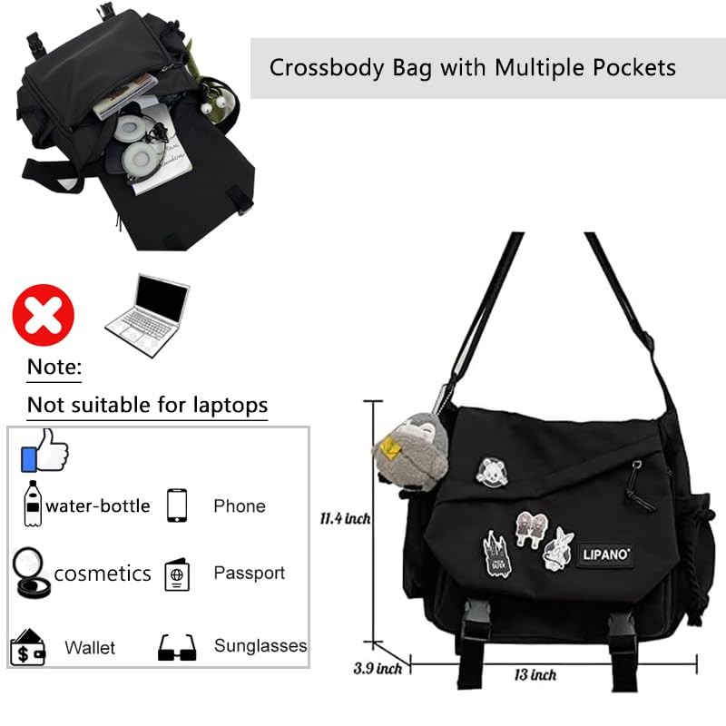 Inshere Cute Shoulder Bag, Aesthetic Shoulder Bag, Nylon Y2K Shoulder