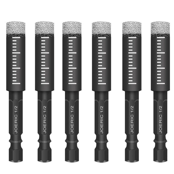 JOERIC Black Hex Shank 1/2" Dry Diamond Drill Bit Set,