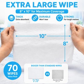 Air Jungles Glass & Window Cleaner Wipes 70 Count, XL 8x10 Inch