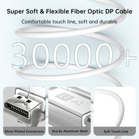 YSerendept 16K DisplayPort 2.1 Cable 3.3ft[16K@60Hz,8K@120Hz,4K@240Hz],Gaming Monitor DP 2.1 Cable Compatible with NVIDIA GeForce RTX 4090 & AMD Radeon RX 7900 XTX - FreeSync G-Sync Support