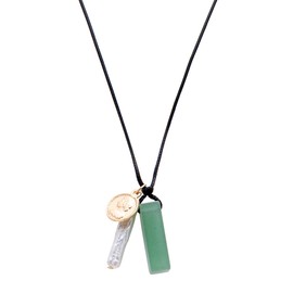 Mixed Trendy Charms Pendant Necklace for Women, Golden Coin/Aventurine/Pearl Necklace for Women