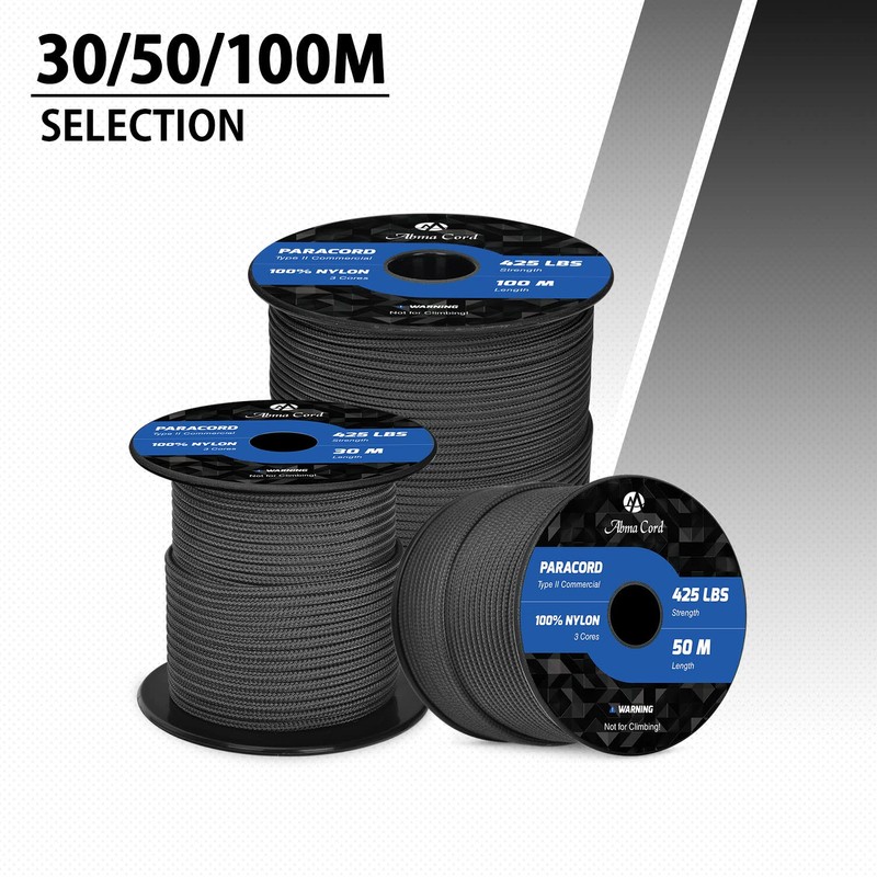 Abma Cord Paracord 3mm 3 Strands Parachute Cord 100% Nylon