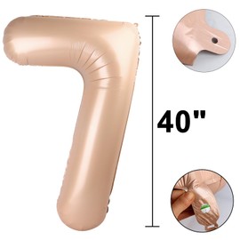 40 Inch Caramel Balloon Number 7 First Birthday Jumbo Mylar Foil Helium Balloon for 17 27 37 Birthday Digital for 70th Party Wedding Anniversary Party Decorations