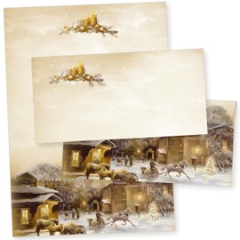 Lönneberg 25 Sets Christmas Letter Paper with Envelope without Window Christmas Paper A4 Letter Paper Christmas