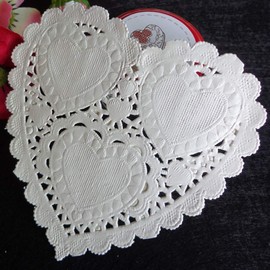 SUCHUANGUANG 100Pcs/Set 4 Inch 10cm Heart Shape Paper Doily Doilies Coaster Placemat Paper