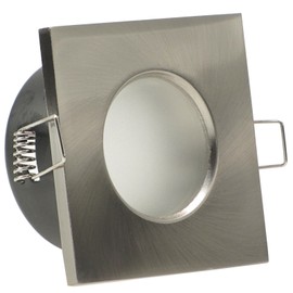 trendlights24 Aqua Base IP65 Bathroom LED Recessed Spotlight, 230 V, Stainless Steel, Square, 3 Levels, Dimmable, Ultra Flat, 50 mm, Set of 3, 5 W, Neutral White for Wet Rooms