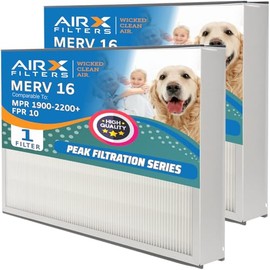 AIRx Filters 16x25x5 MERV 16 Furnace Air Filter (2-Pack), compatible with replacement for Trion Air Bear 255649-105, Skuttle 000-0448-001, and GeneralAire 14161 Media Filters