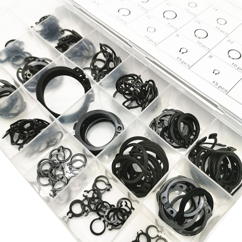 Snap Ring, C Clip, 225 Pieces, 18 Types, M6-M32, C-Shape,